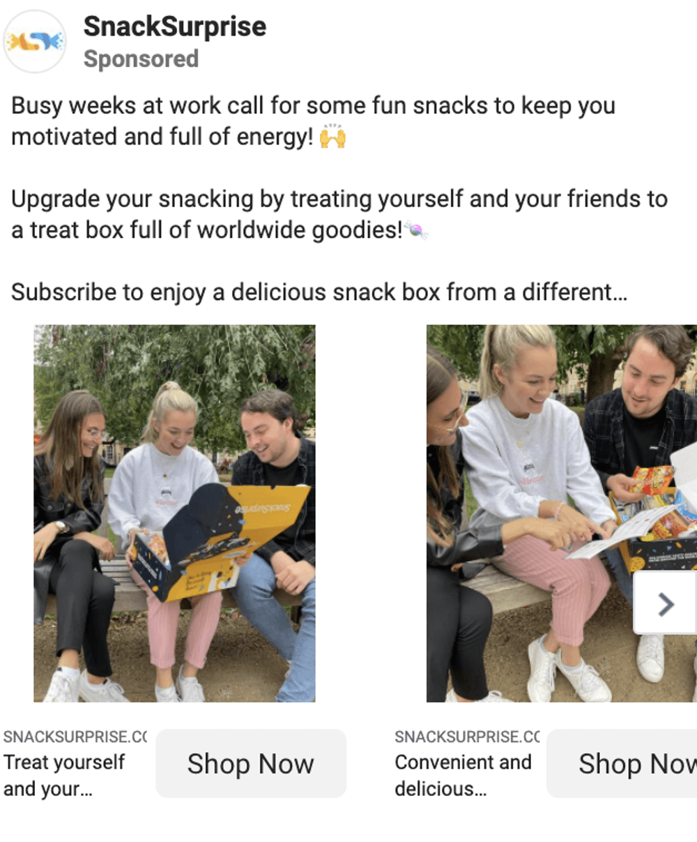 Facebook carousel ad examples